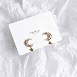 Fashion Lovely Gold Color Star Moon Stud Earrings For Women Korean Gold Earrings