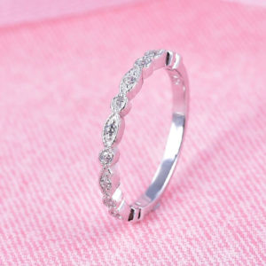 Women Jewelry Silver White Gold Plated Fashion Couple Eternity Band 925 Ring
