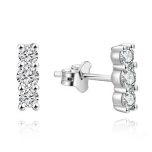 Fashion Simple Tree Stone Cubic Zirconia Women 925 Sterling Silver Sparkling Elegance Stud Earrings